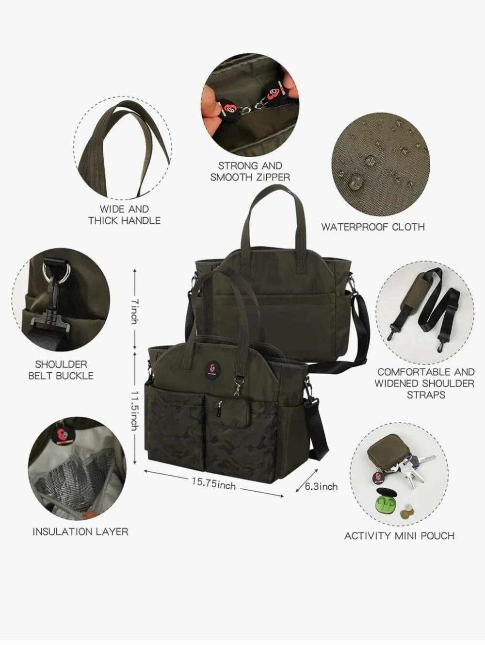 suPROmomi Camo/Green Diaper Bag